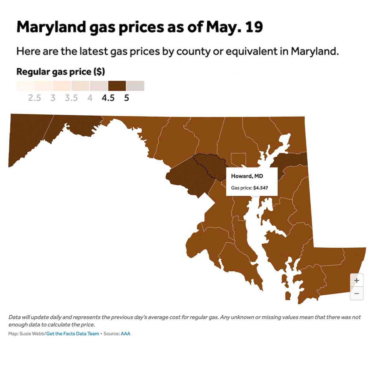 $4.54 a Gallon. That’s What Memorial Day Costs in Maryland.